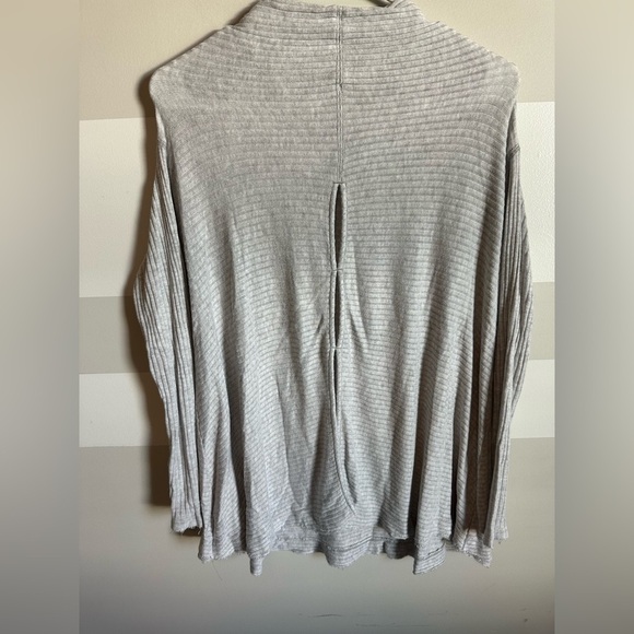 Free People We the Free Lover Gray Ribbed Split Back Tunic - Picture 3 of 4
